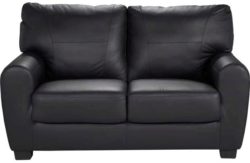 HOME Stefano Regular Leather and Leather Effect Sofa - Black
